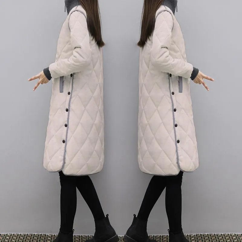 Women's Autumn and Winter Women's Lightweight Mid-length Korean Style Loose Large Size Fashionable Cotton Jacket
