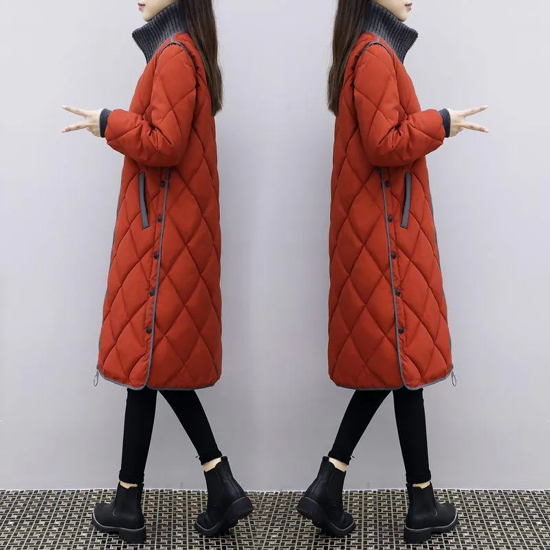 Women's Autumn and Winter Women's Lightweight Mid-length Korean Style Loose Large Size Fashionable Cotton Jacket