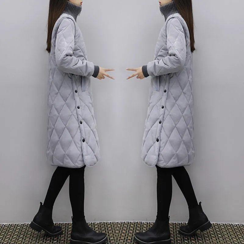 Women's Autumn and Winter Women's Lightweight Mid-length Korean Style Loose Large Size Fashionable Cotton Jacket
