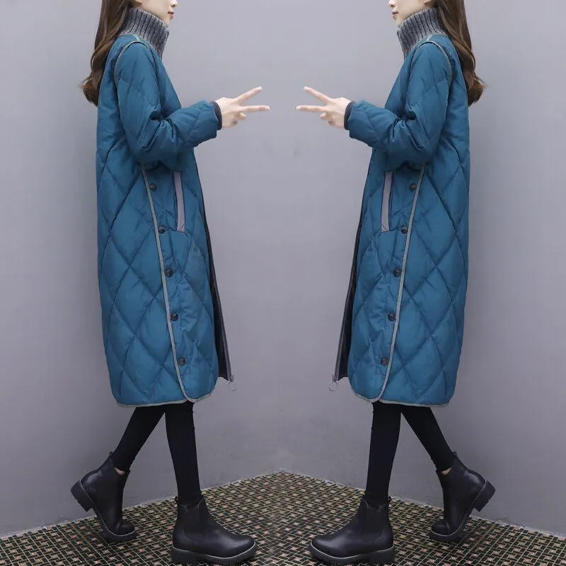 Women's Autumn and Winter Women's Lightweight Mid-length Korean Style Loose Large Size Fashionable Cotton Jacket