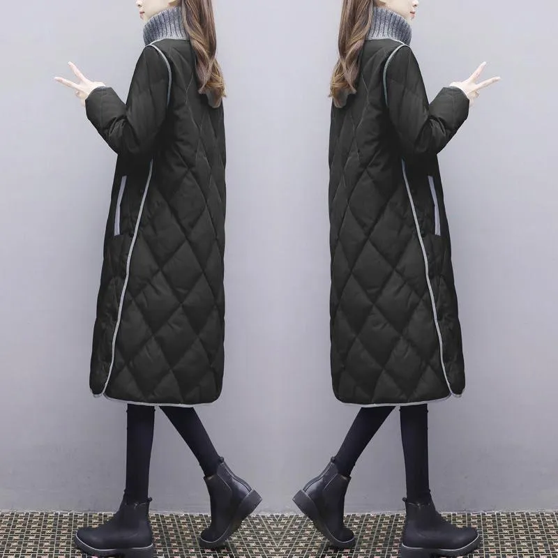 Women's Autumn and Winter Women's Lightweight Mid-length Korean Style Loose Large Size Fashionable Cotton Jacket
