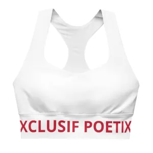 XCLUSIF POETIX WHITE & RED LOGO Longline sports bra