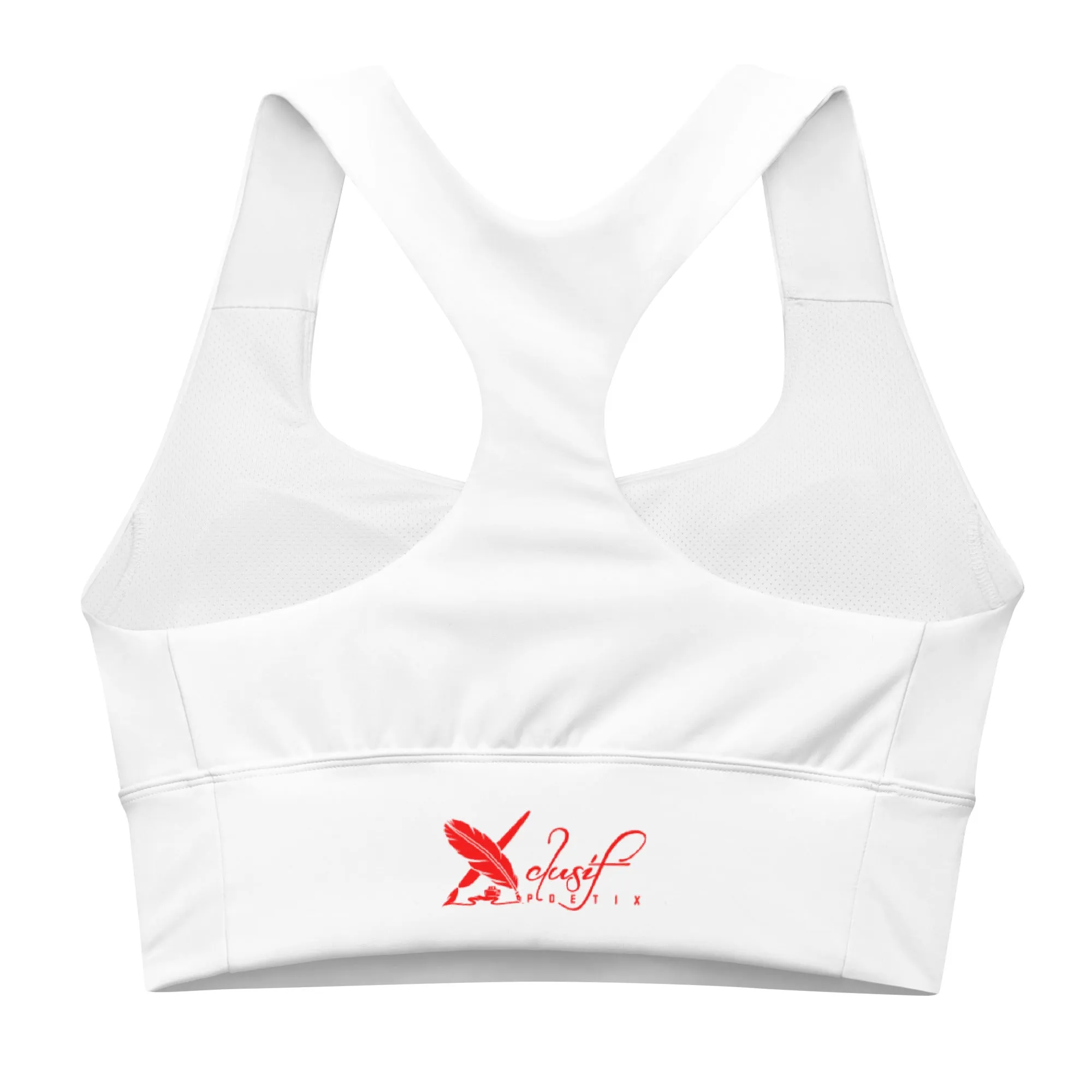 XCLUSIF POETIX WHITE & RED LOGO Longline sports bra
