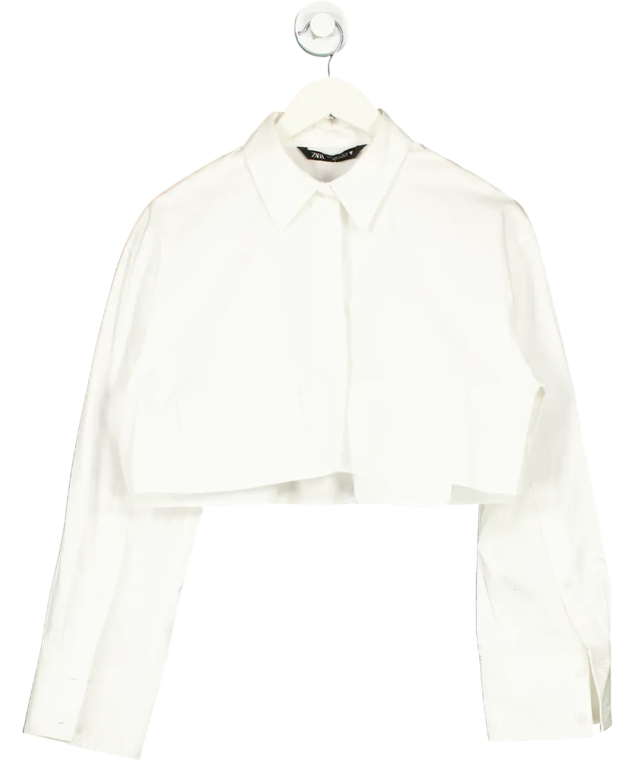 ZARA White Cropped Shirt UK 8