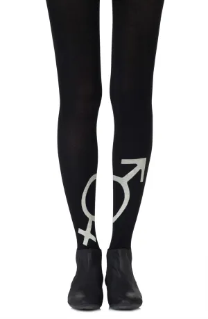 Zohara "Mars   Venus" Light Grey Print Tights