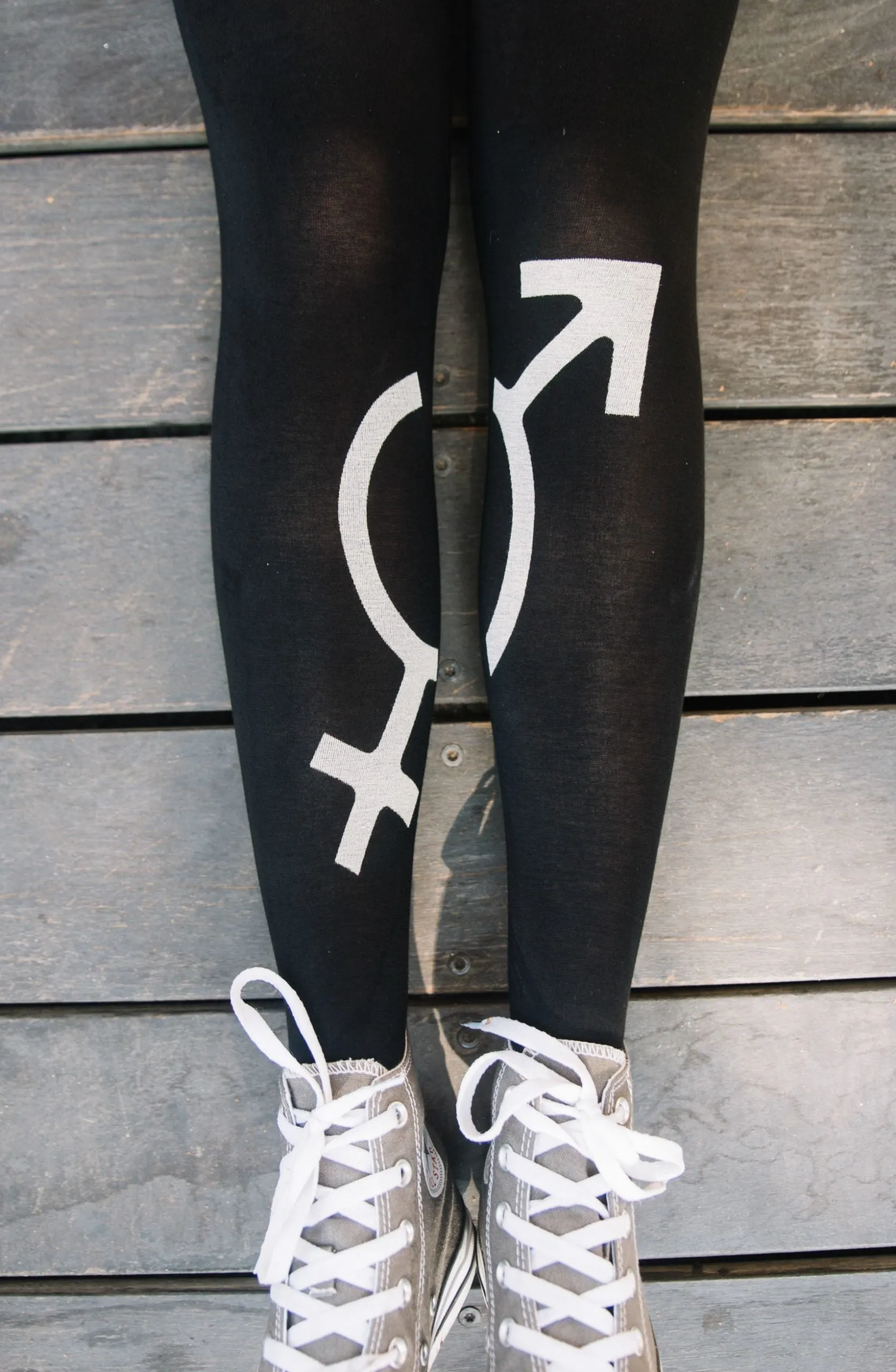 Zohara "Mars   Venus" Light Grey Print Tights