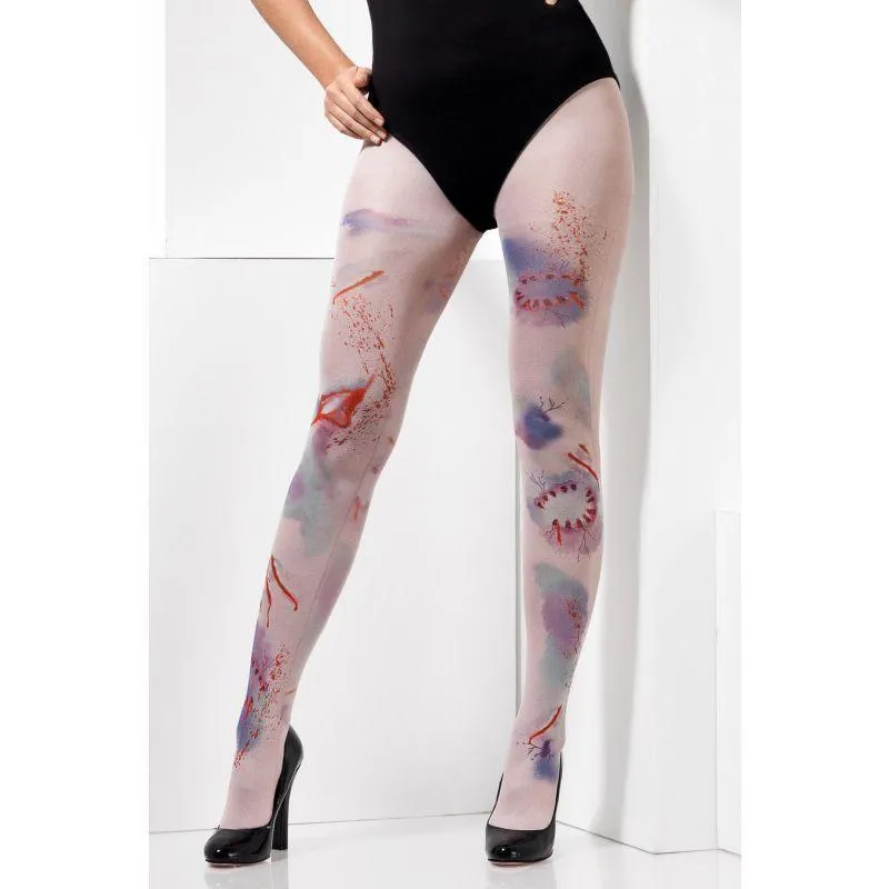 Zombie Attack Opaque Tights Adult Nude